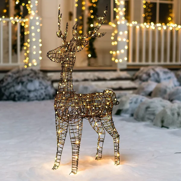 3ft 80 LED Christmas Rattan Reindeer Buck 3 3ft 80 LED Christmas Rattan Reindeer Buck