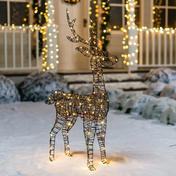 3ft 80 LED Christmas Rattan Reindeer Buck 8 3ft 80 LED Christmas Rattan Reindeer Buck - Image 6