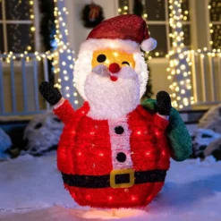 3ft 100 LED Plush Collapsible Santa -Christmas Decorations 3ft Tinsel Collapsible Santa LED Yard Light 4 result 600x600 1
