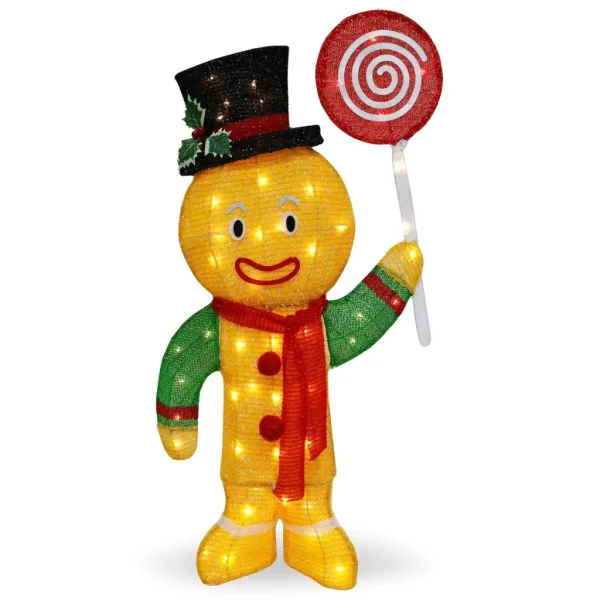 50-Count LED Warm White Tinsel Christmas Gingerbread Man 6 50-Count LED Warm White Tinsel Christmas Gingerbread Man - Image 4