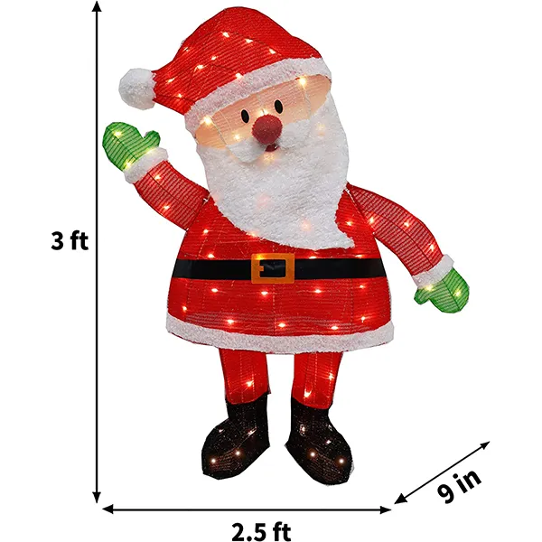 3ft 70 LED Tinsel Santa Yard Decoration Lighted 6 3ft 70 LED Tinsel Santa Yard Decoration Lighted - Image 4