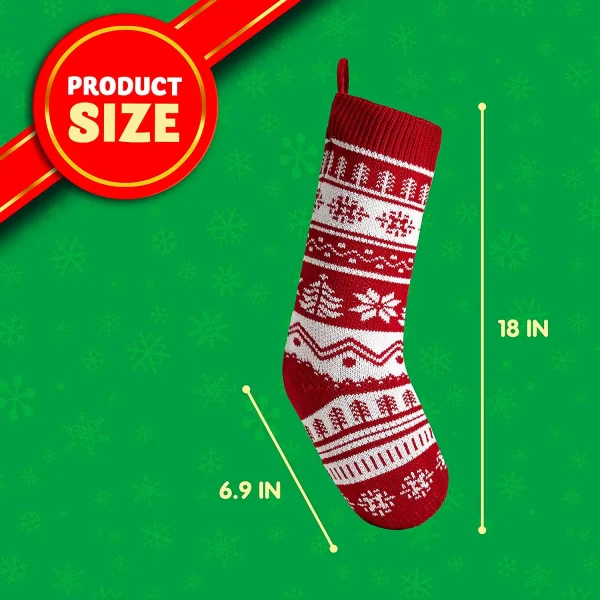 3pcs Large Christmas Knit Stocking Decoration 18in 8 3pcs Large Christmas Knit Stocking Decoration 18in - Image 6