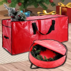 Christmas Tree Bag 48in And Wreath Storage Bag 30in -Christmas Decorations 48 Christmas Tree and 30 Wreath Storage Red 6 600x600 1