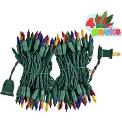 4x100 LED Multicolor Christmas Green Wire String Lights 21.3ft 12 4x100 LED Multicolor Christmas Green Wire String Lights 21.3ft -Christmas Decorations 4Pcs 100 LED Christmas Multicolor Green Wire String Lights 21 2