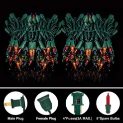 4x100 LED Multicolor Christmas Green Wire String Lights 21.3ft 10 4x100 LED Multicolor Christmas Green Wire String Lights 21.3ft -Christmas Decorations 4Pcs 100 LED Christmas Multicolor Green Wire String Lights 21 6 600x600 1