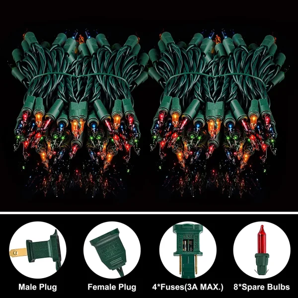 4x100 LED Multicolor Christmas Green Wire String Lights 21.3ft 5 4x100 LED Multicolor Christmas Green Wire String Lights 21.3ft - Image 3