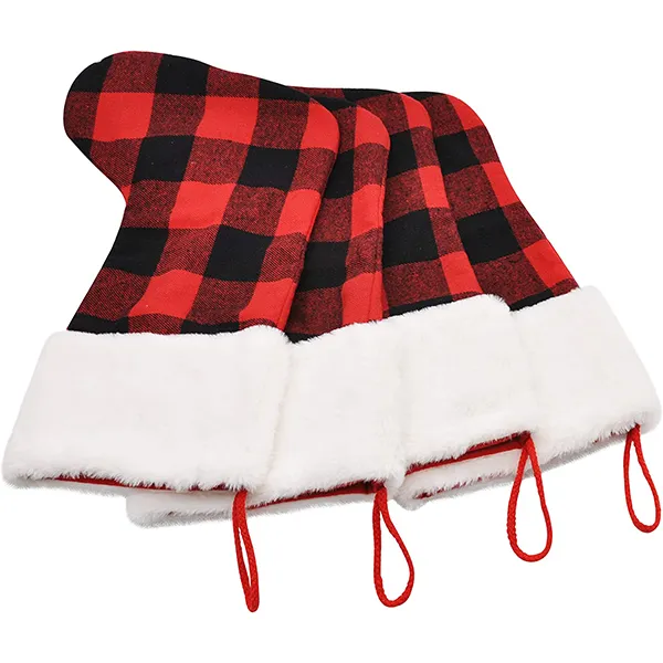 4Pcs Buffalo Plaid Christmas Stockings 6 4Pcs Buffalo Plaid Christmas Stockings - Image 4