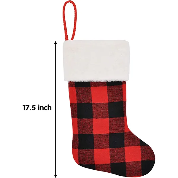 4Pcs Buffalo Plaid Christmas Stockings 7 4Pcs Buffalo Plaid Christmas Stockings - Image 5
