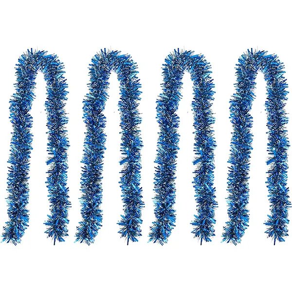 4Pcs Christmas Blue Sparkly Tinsel Garland 6.6ft 4 4Pcs Christmas Blue Sparkly Tinsel Garland 6.6ft - Image 2