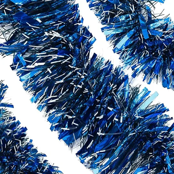 4Pcs Christmas Blue Sparkly Tinsel Garland 6.6ft 5 4Pcs Christmas Blue Sparkly Tinsel Garland 6.6ft - Image 3