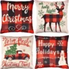 4pcs Buffalo Plaid Reindeer And Truck Pillow Covers -Christmas Decorations 4Pcs Christmas Buffalo Plaid Pillow Covers Reindeer amp Truck 2 600x603 1