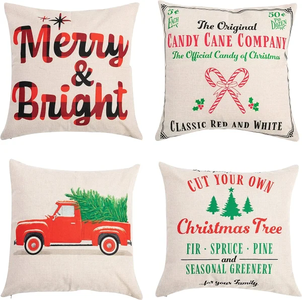 4Pcs Christmas Classic Pillow Cover 3 4Pcs Christmas Classic Pillow Cover