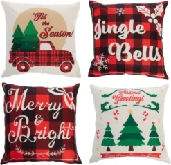 4pcs Red Buffalo Plaid Pillow Covers