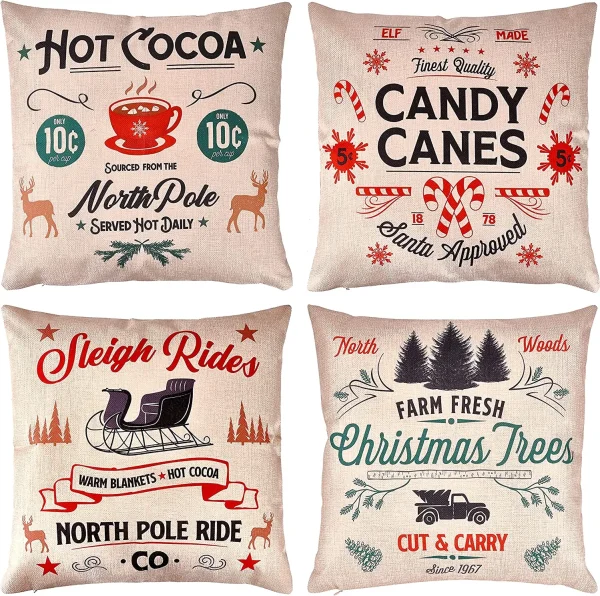 4Pcs Christmas Pillow Covers 3 4Pcs Christmas Pillow Covers
