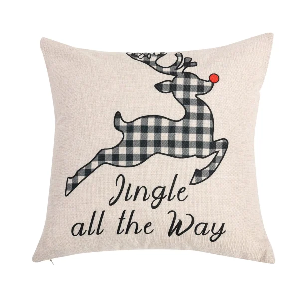 4pcs Black & White Plaid Pillow Cover Christmas 3 4pcs Black & White Plaid Pillow Cover Christmas - Image 2