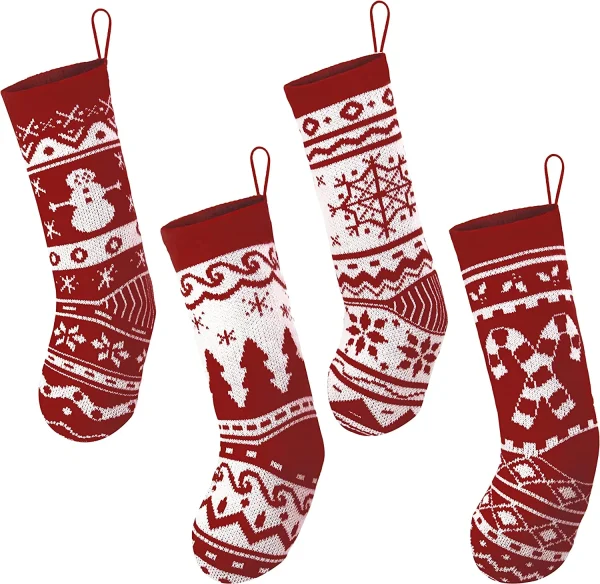4Pcs Knit Christmas Stockings 3 4Pcs Knit Christmas Stockings
