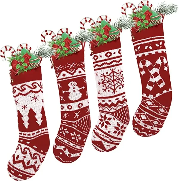 4Pcs Knit Christmas Stockings 7 4Pcs Knit Christmas Stockings - Image 5