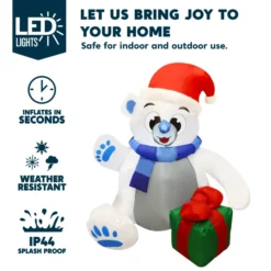 4ft LED Inflatable Polar Bear Christmas Yard Decorations -Christmas Decorations 4ft LED Inflatable Polar Bear Christmas Yard Decorations 3 600x600 1