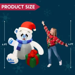 4ft LED Inflatable Polar Bear Christmas Yard Decorations -Christmas Decorations 4ft LED Inflatable Polar Bear Christmas Yard Decorations 5 600x600 1