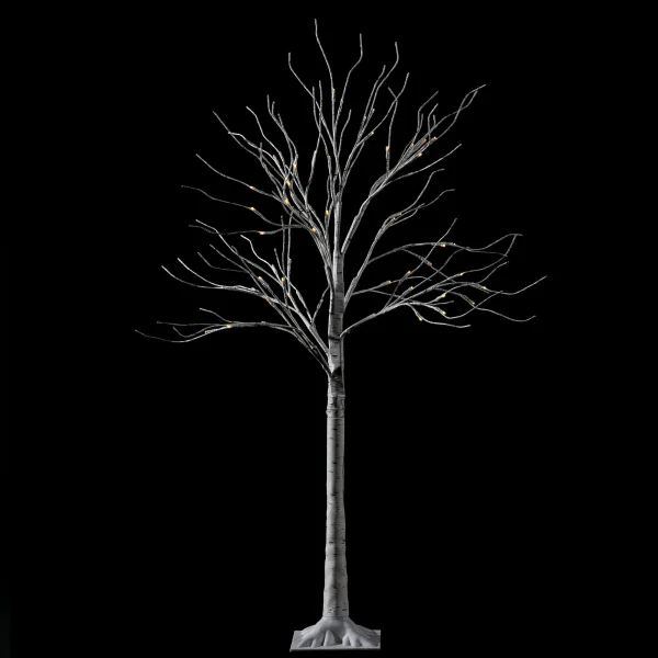64 LED White Birch Tree Decoration With Lights 4ft 4 64 LED White Birch Tree Decoration With Lights 4ft - Image 2
