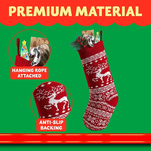 4pcs Knit Christmas Stockings Decoration 18in 7 4pcs Knit Christmas Stockings Decoration 18in - Image 5