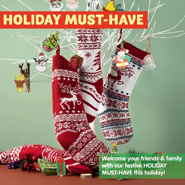 4pcs Knit Christmas Stockings Decoration 18in 5 4pcs Knit Christmas Stockings Decoration 18in - Image 3
