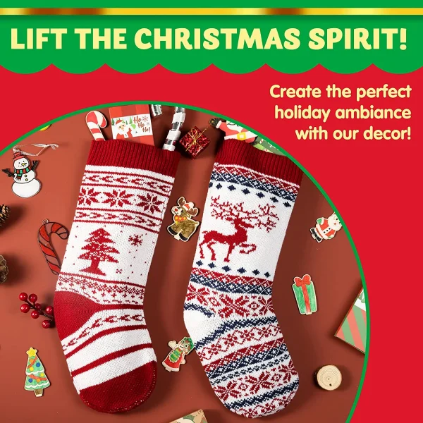 4pcs Knit Christmas Stockings Decoration 18in 6 4pcs Knit Christmas Stockings Decoration 18in - Image 4