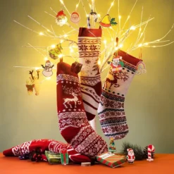 4pcs Knit Christmas Stockings Decoration 18in