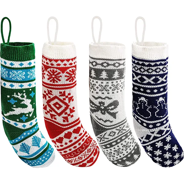 4pcs Multicolor Knit Christmas Stockings 18in 3 4pcs Multicolor Knit Christmas Stockings 18in
