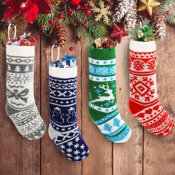 4pcs Multicolor Knit Christmas Stockings 18in 13 4pcs Multicolor Knit Christmas Stockings 18in -Christmas Decorations 4pcs Multicolor Knit Christmas Stockings 18in 600x600 1