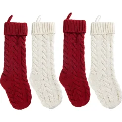 4pcs Red And White Christmas Knit Stockings 18in 10 4pcs Red And White Christmas Knit Stockings 18in -Christmas Decorations 4pcs Red and White Christmas Knit Stockings 18in 3