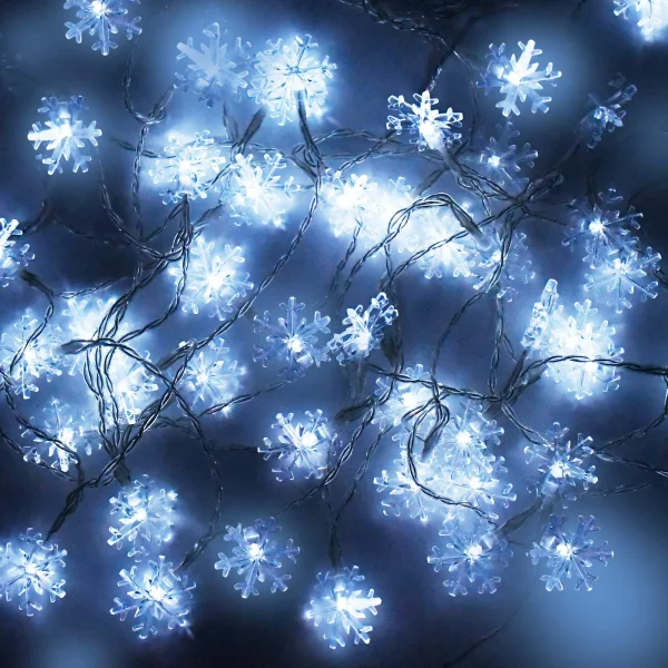 50 LED Cool White Snowflake String Lights 17.06ft 8 50 LED Cool White Snowflake String Lights 17.06ft - Image 6