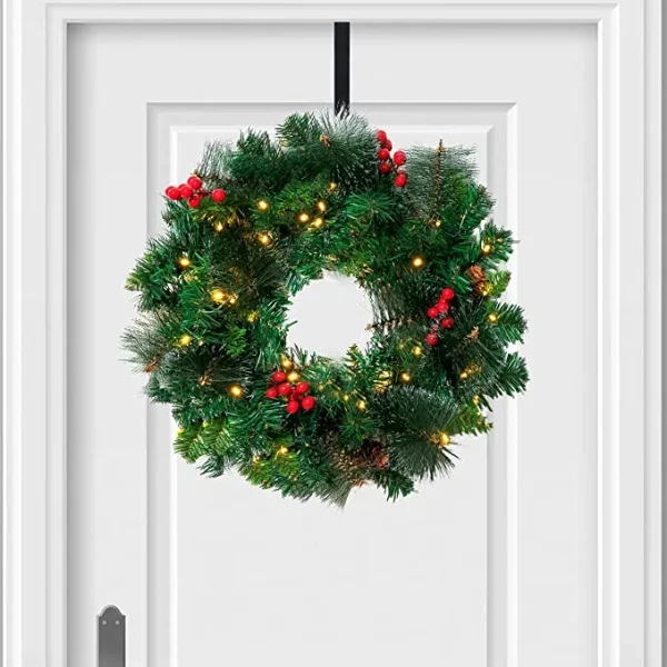 50 LED Artificial Christmas Pre Lit Wreaths 20in 3 50 LED Artificial Christmas Pre Lit Wreaths 20in - Image 2