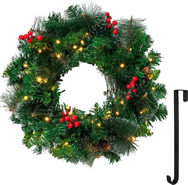 50 LED Artificial Christmas Pre Lit Wreaths 20in 2 50 LED Artificial Christmas Pre Lit Wreaths 20in