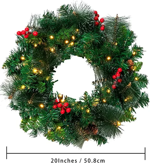 50 LED Artificial Christmas Pre Lit Wreaths 20in 7 50 LED Artificial Christmas Pre Lit Wreaths 20in - Image 6