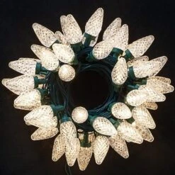 50 Warm White LED C9 Green Wire String Lights