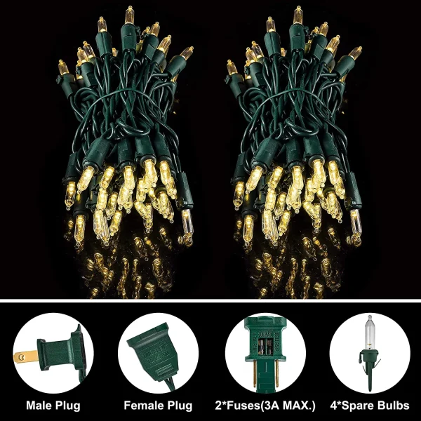 2x100 LED Christmas Clear Green Wire 26.25ft 6 2x100 LED Christmas Clear Green Wire 26.25ft - Image 4