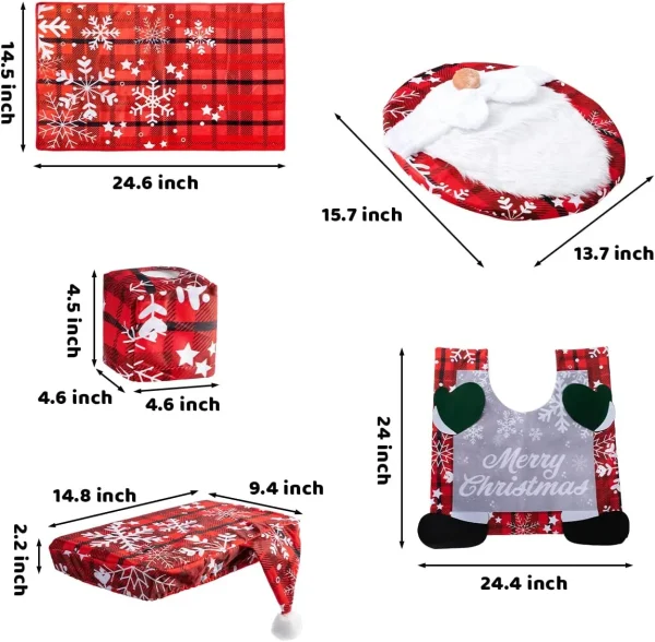 5Pcs Christmas Gnome Toilet Seat Cover 6 5Pcs Christmas Gnome Toilet Seat Cover - Image 4