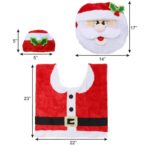 5Pcs Christmas Santa Theme Bathroom Decoration Set 5 5Pcs Christmas Santa Theme Bathroom Decoration Set - Image 3