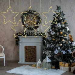 5pcs LED Christmas Window Star Lights 12in