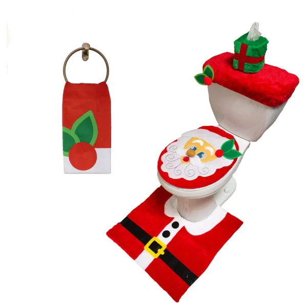 5Pcs Santa Claus Toilet Cover 3 5Pcs Santa Claus Toilet Cover