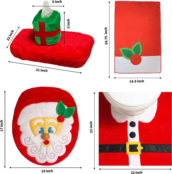 5Pcs Santa Claus Toilet Cover 4 5Pcs Santa Claus Toilet Cover - Image 2