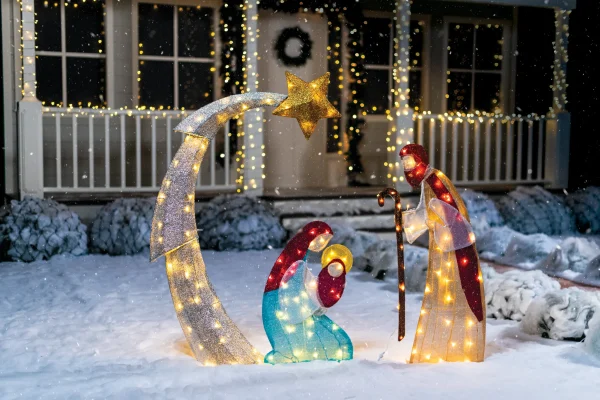 5ft 140 LED Tinsel Nativity Scene Warm White Yard Light 3 5ft 140 LED Tinsel Nativity Scene Warm White Yard Light