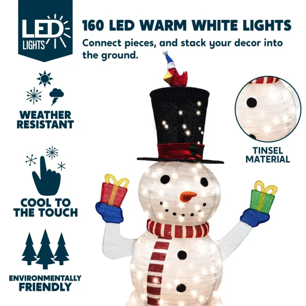 Collapsible LED Light Up Snowman Decoration 5ft 4 Collapsible LED Light Up Snowman Decoration 5ft - Image 2