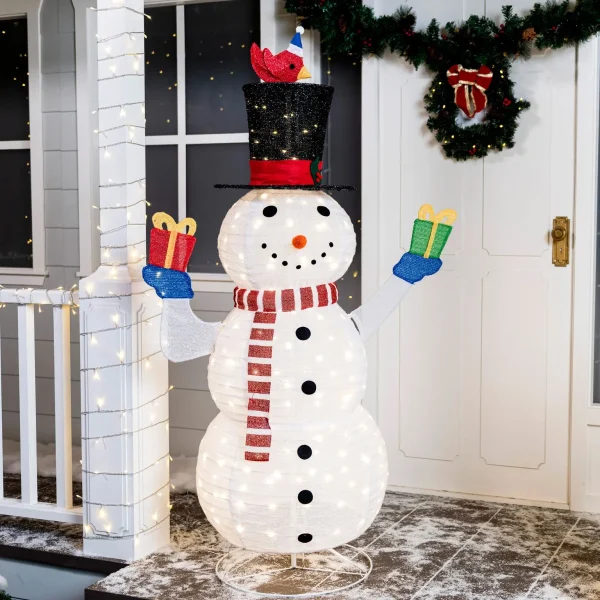 Collapsible LED Light Up Snowman Decoration 5ft 6 Collapsible LED Light Up Snowman Decoration 5ft - Image 4
