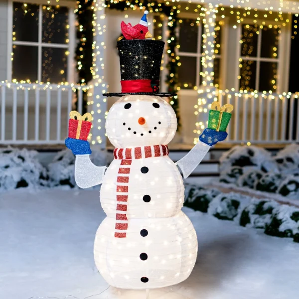 Collapsible LED Light Up Snowman Decoration 5ft 3 Collapsible LED Light Up Snowman Decoration 5ft