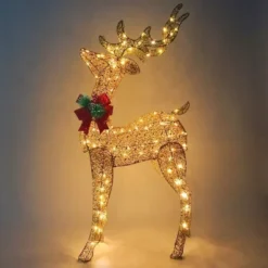 5ft 100 LED Yard Lights - Fabric Champagne Buck -Christmas Decorations 5ft Fabric Buck Christmas Yard Lights 2 1 600x600 1
