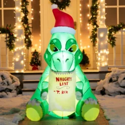 Christmas Decorations 10 5ft Inflatable Sitting Dinosaur Christmas Decoration