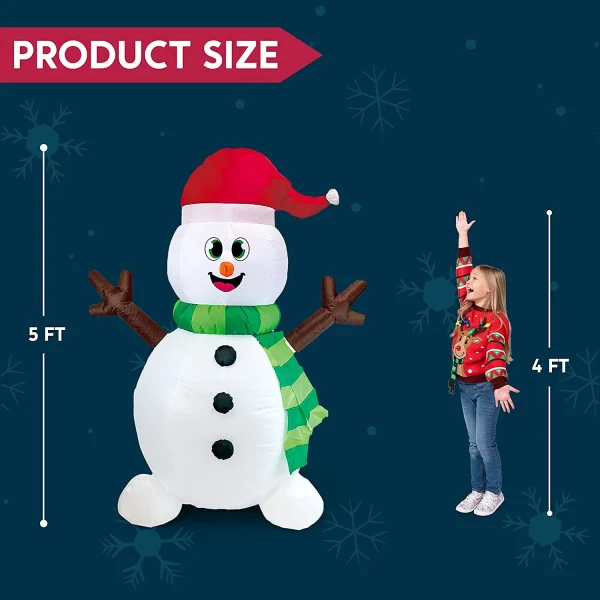 5ft LED Light Up Big Snowman Blow Up 7 5ft LED Light Up Big Snowman Blow Up - Image 5
