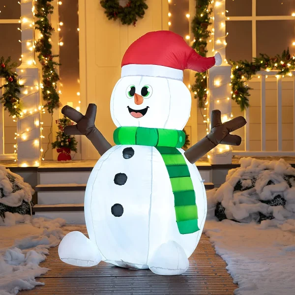 5ft LED Light Up Big Snowman Blow Up 6 5ft LED Light Up Big Snowman Blow Up - Image 4